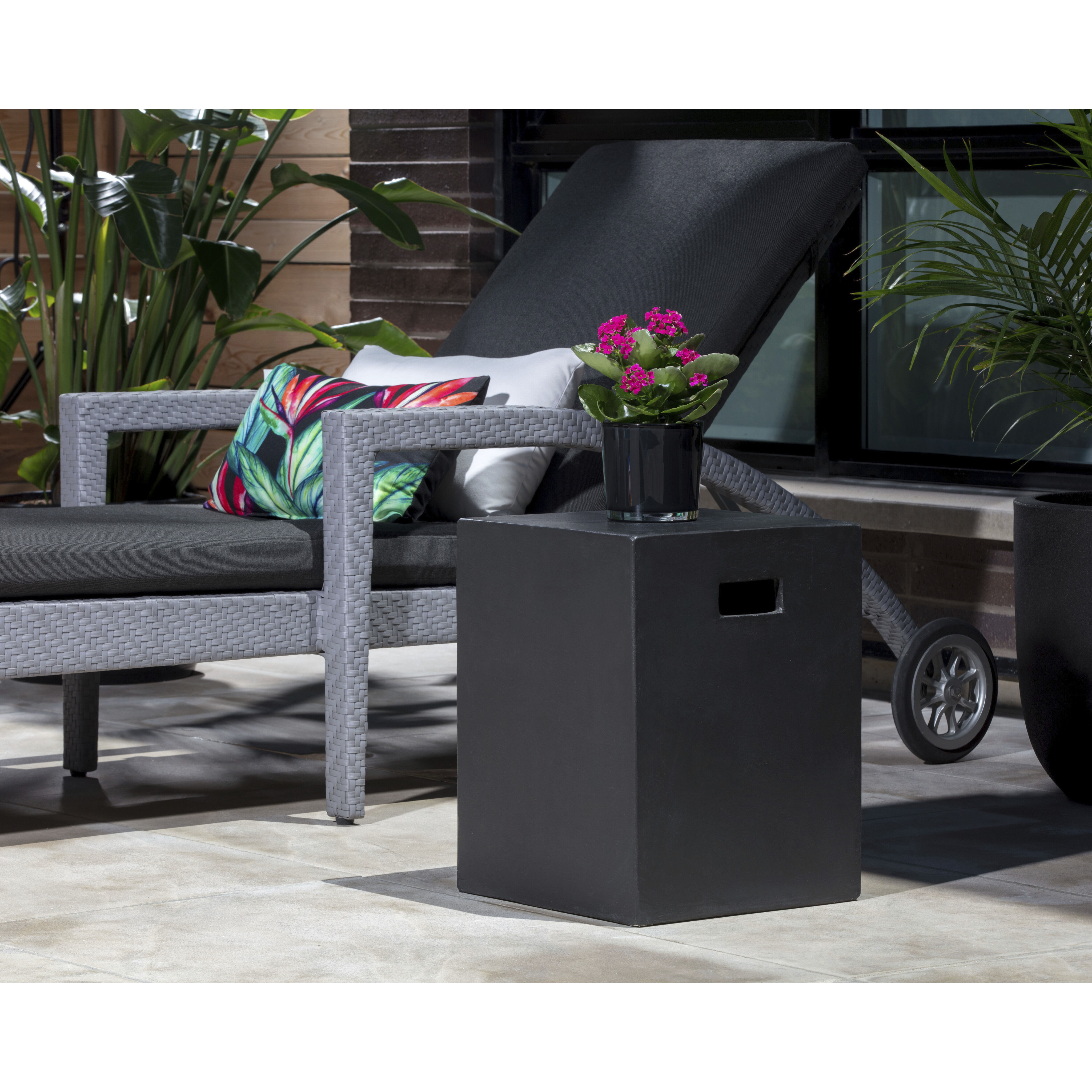 Castor 18 X 13.75 inch Black Outdoor End Table